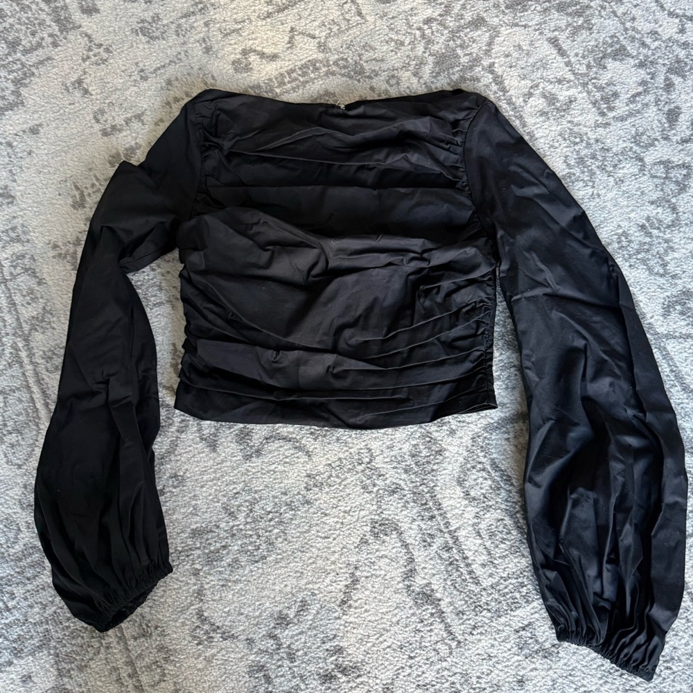 Chic Black Ruched Women's Blouse - Esthé Clothing